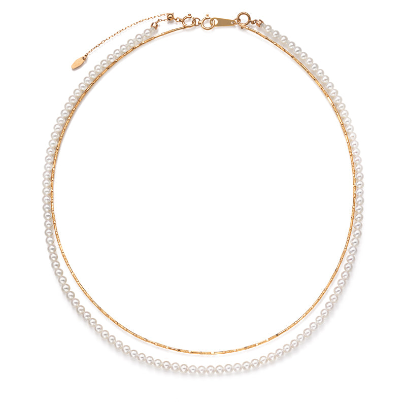 K18PG 淡水パール　パイプネックレス　