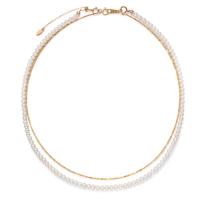 K18PG 淡水パール　パイプネックレス　