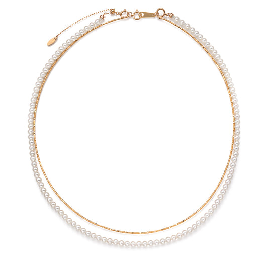 K18PG 淡水パール　パイプネックレス　