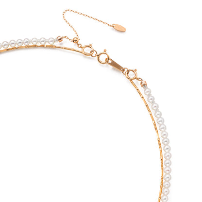 K18PG 淡水パール　パイプネックレス　