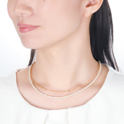 K18PG 淡水パール　パイプネックレス　