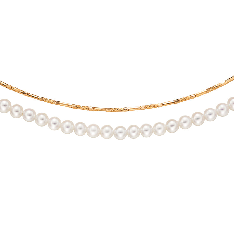 K18PG 淡水パール　パイプネックレス　