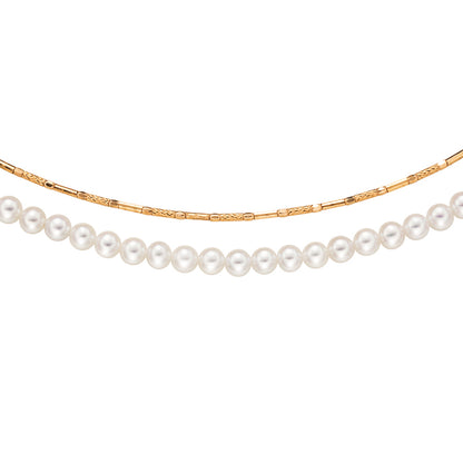 K18PG 淡水パール　パイプネックレス　