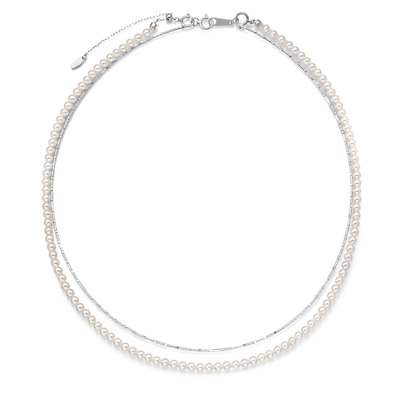 Pt 淡水パール　パイプネックレス　