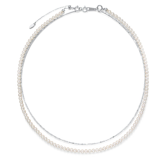 Pt 淡水パール　パイプネックレス　