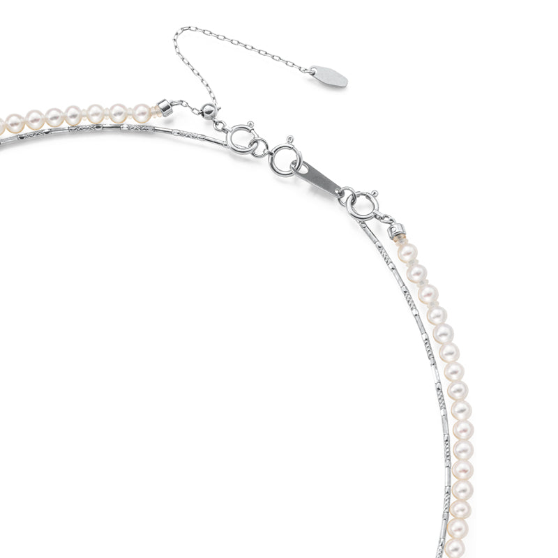 Pt 淡水パール　パイプネックレス　