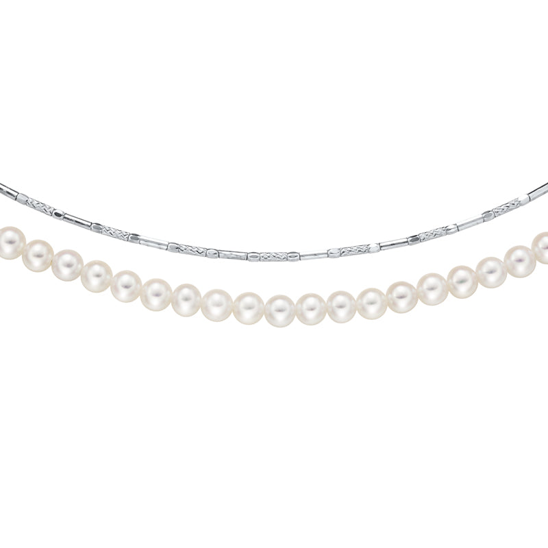 Pt 淡水パール　パイプネックレス　